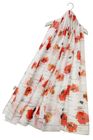 Stemmed Poppy Print Scarf with Frayed Edge